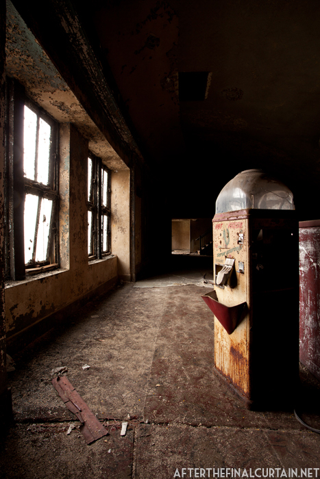 A now antique popcorn machine was left behind when the theater closed.