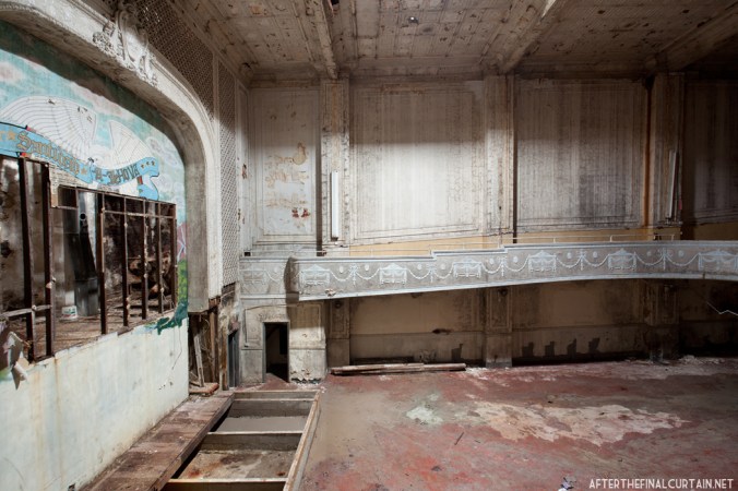 The balcony level of the Charles Theatre.