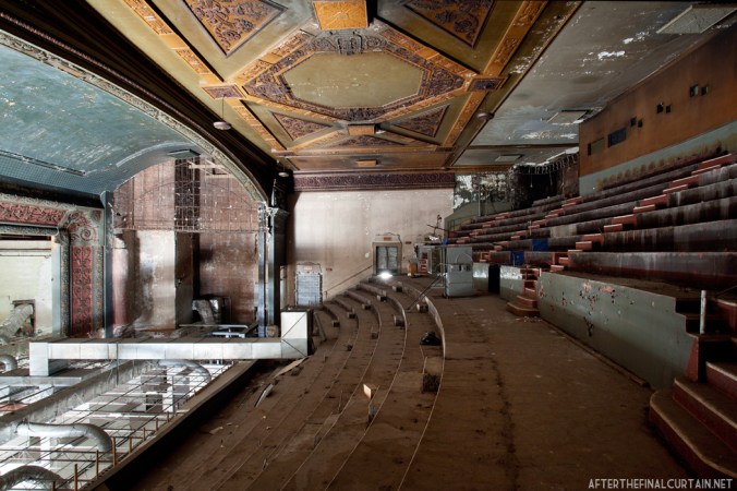 The seats were removed shortly after the theater closed due to an issue in the buildings fire insurance policy.