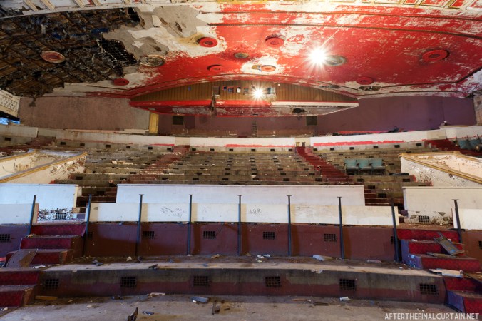 View of the back of the balcony auditorium from the stage.