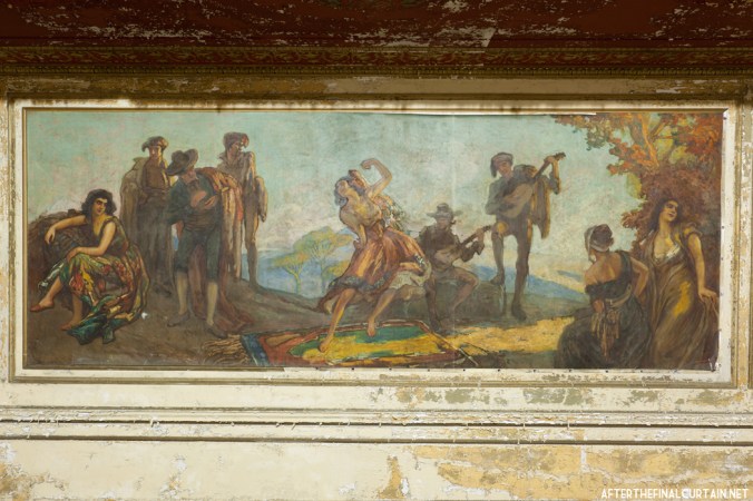 A closeup of the mural in the theater's foyer.