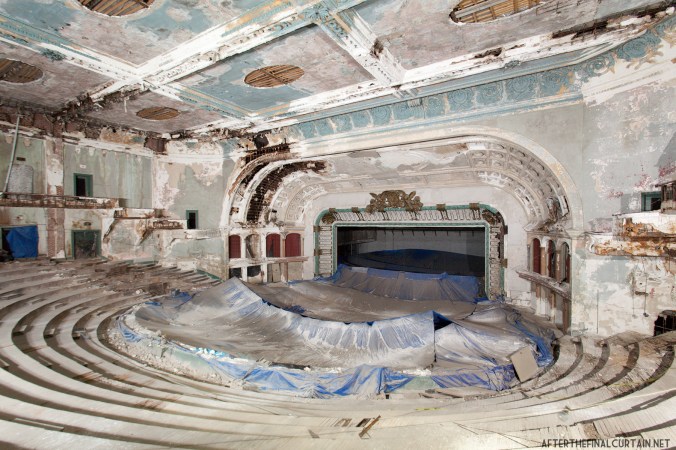 View of the auditorium from the side of the upper balcony.