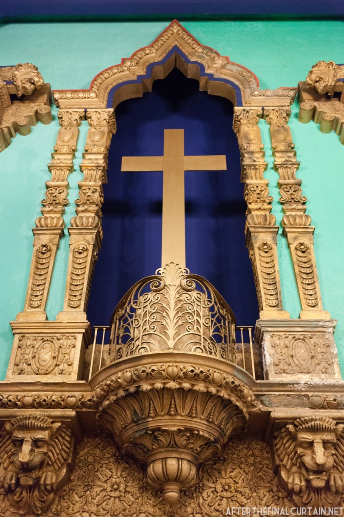 This cross is one of the small alterations that the Tabernacle of Prayer for All People has made to the theater over the years.