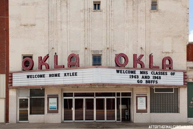 When the original marquee was replaced in 1948,  two of the windows on the front of the building were bricked over.