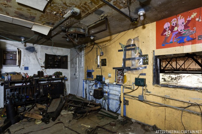 Some equipment remains in the projection room.