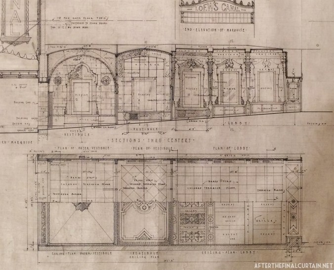 Blueprints of the vestibule and lobby areas. 