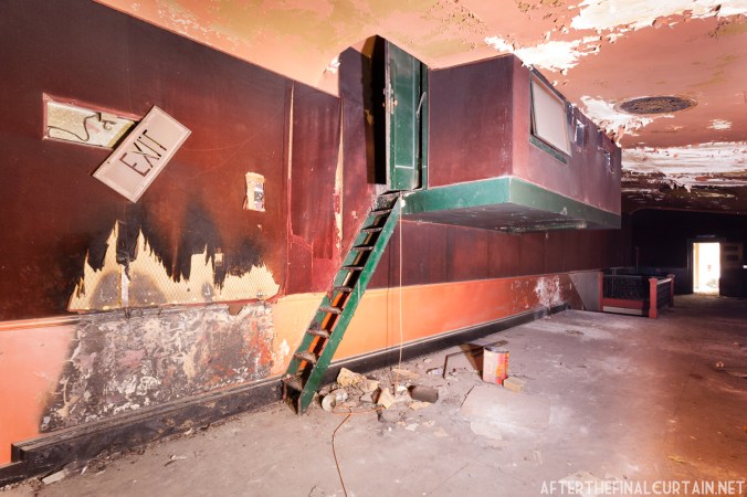 The projector room was added after the theater opened in 1914.