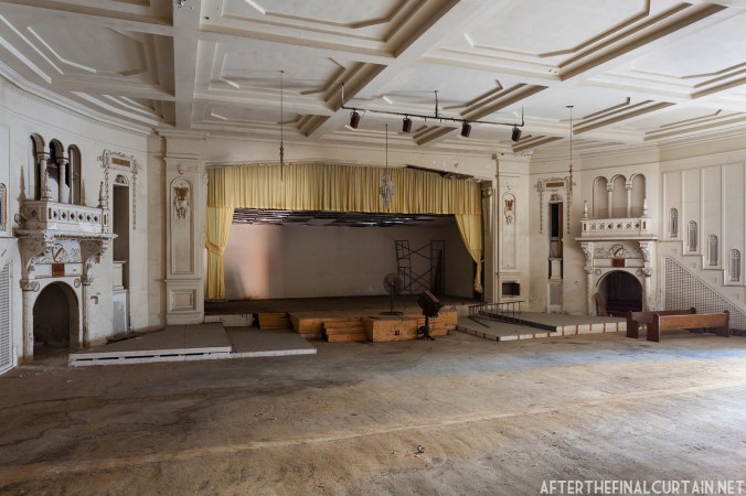 View of the stage from the rear of the auditorium.