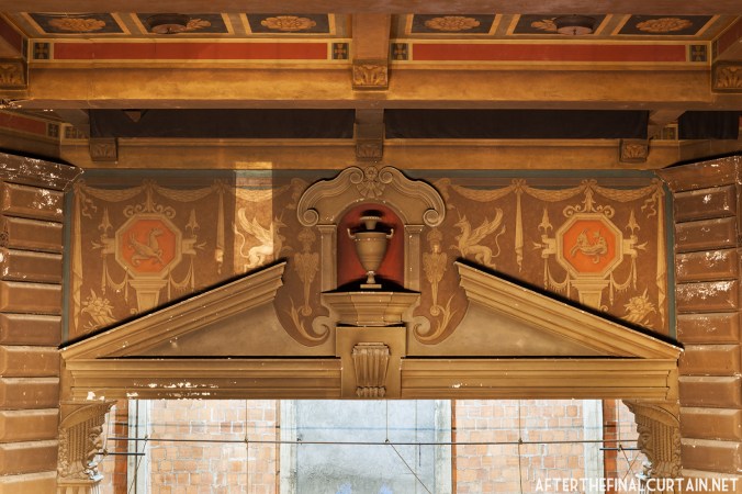 A close up of the proscenium arch.