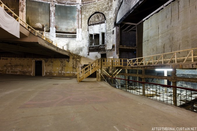 The original stonework from the facade was saved and is going to be incorporated into the new lobby.